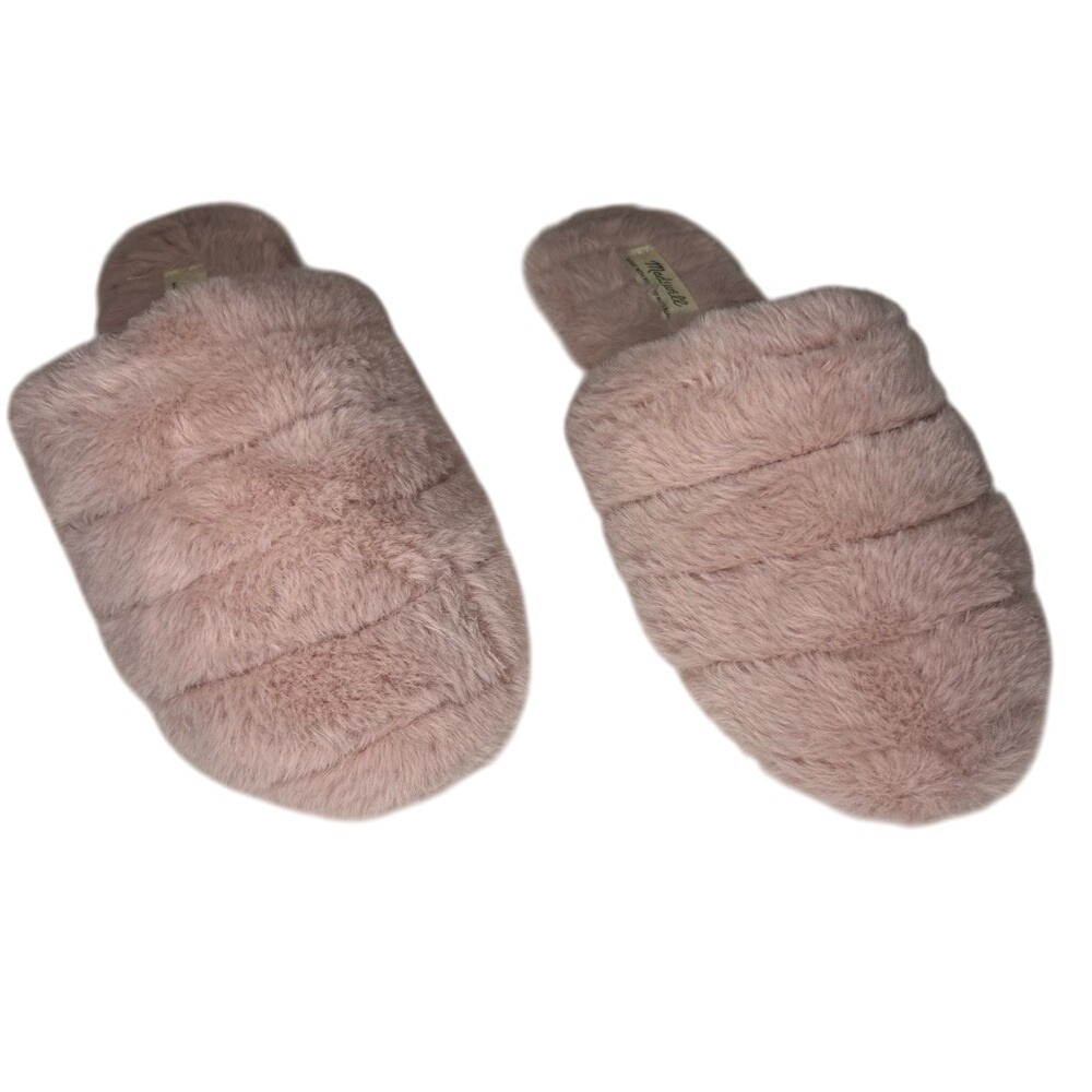 ⭐ Madewell Pink Recycled Fur Quilted Scuff Slippers